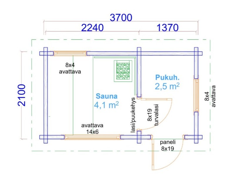 Баня из бруса 3,7×2,1 Баня из бруса 3,7×2,1