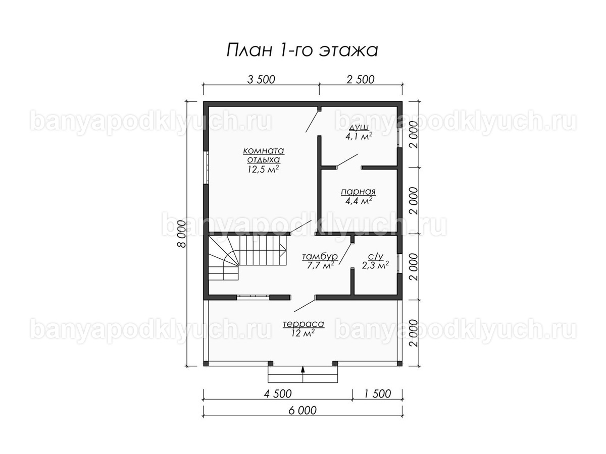 Баня из бруса 8x6 м Баня из бруса 8x6 м