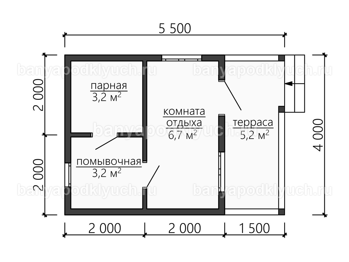 Каркасная баня 5.5x4 м Каркасная баня 5.5x4 м