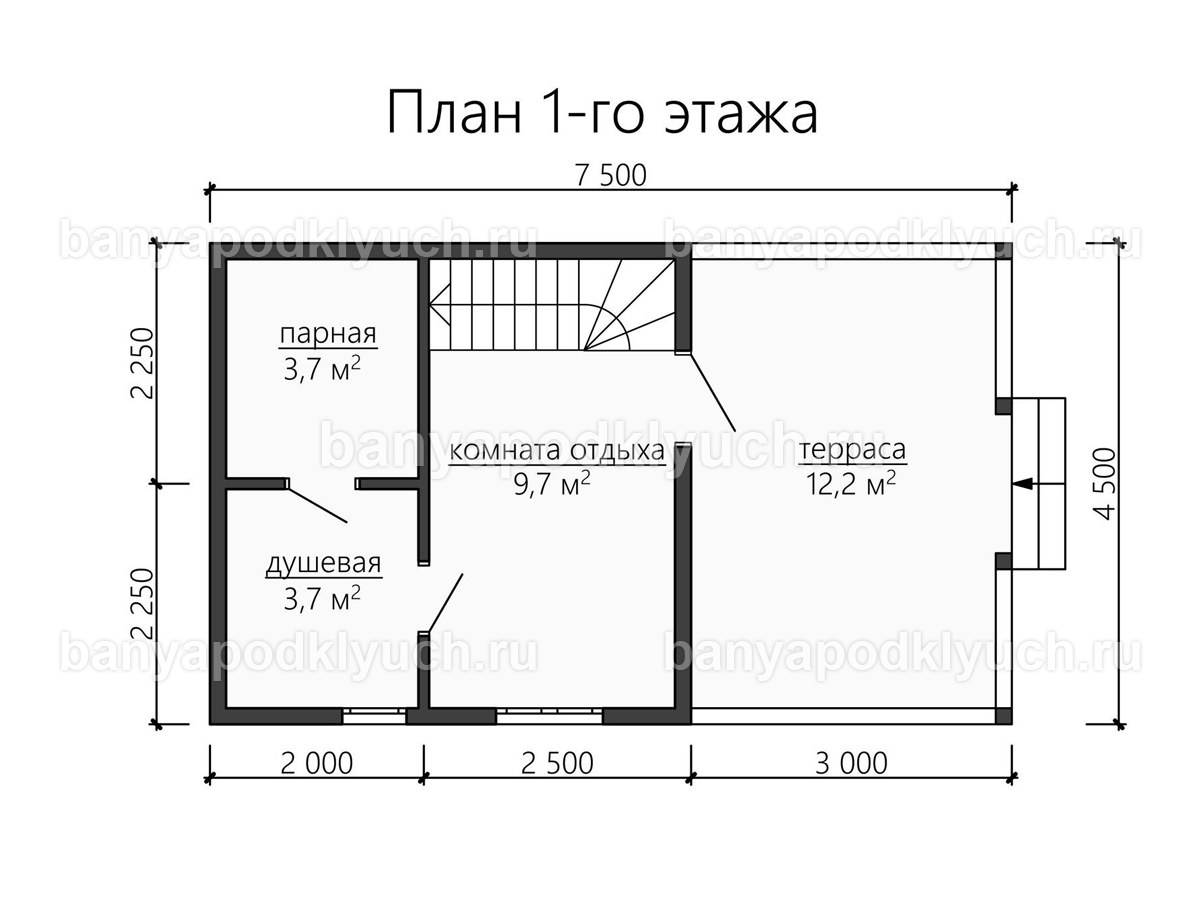 Каркасная баня 7.5x4.5 м Каркасная баня 7.5x4.5 м